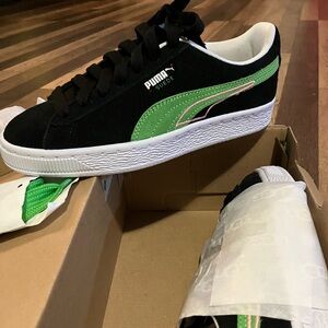 Puma Suede Brand Love. Black, Green, Pink. Size 4.5 Men’s. Woman’s 6. Brand New